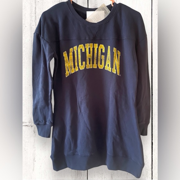 Women Gameday Couture Michigan Wolverines Long Sweater Dress Blue Size Small NWT - Picture 2 of 7